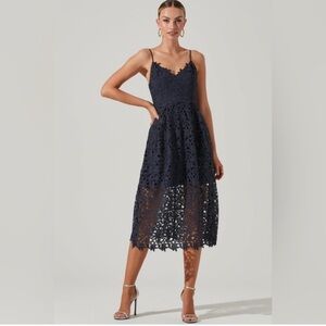 ASTR the label LACE A LINE MIDI DRESS